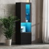 67"H Storage Cabinet Pantry Cabinet Display Cabinet Bookcase with LED Lights, Acrylic Door, Open Countertop and Tempered Glass Shelves-ModernLuxe - 2 of 4