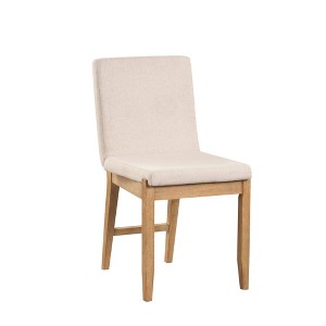 Nathan James Gracie Wood Upholstered Exposed Back Dining Chair Light Brown/Cream - 1 of 4
