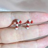 18G Candy Cane Stud Earrings, Enamel Cartilage Jewelry with Flat Back. - 4 of 4