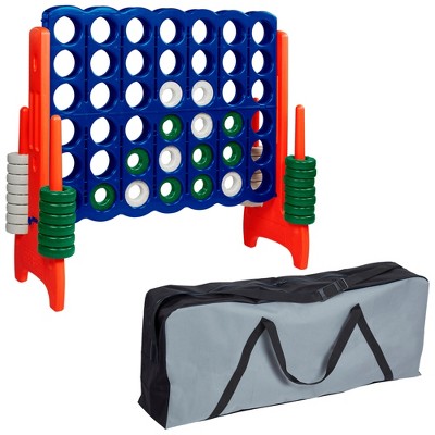 ECR4Kids Jumbo 4-to-Score Giant Game with Carry Bag, Lawn Game, Connect-All-4 - Blue and Orange