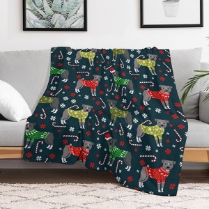 Grey Pitbulls Christmas Christmas Throw Blanket Soft Fleece Christmas Blanket Cozy Flannel Throw for Couch Bed 60x80 inches - 1 of 1