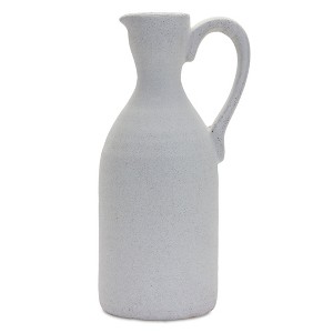 White clay pitcher vase 14.25 inch height with modern shape for home decor Melrose - 1 of 3