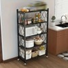 Angel Sar 5-Tier Foldable Storage Rack with Wheels, No-Assembly Metal Utility Cart 64x28x14 Inch, Mobile Organizer for Kitchen - 2 of 4