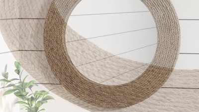 Coastal Charm Natural Jute Rope 26" Round Wall Mirror