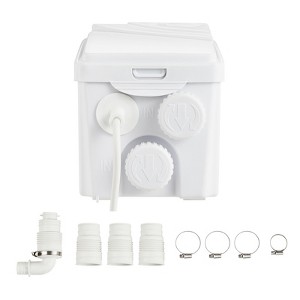 VEVOR Macerator Pump, 350W, 6000 L/h Flow, 23 ft/7 m Head, Macerator Sewerage Sump Pump with 3 Water Inlets for Basement, Kitchen, Sink, White - 1 of 4