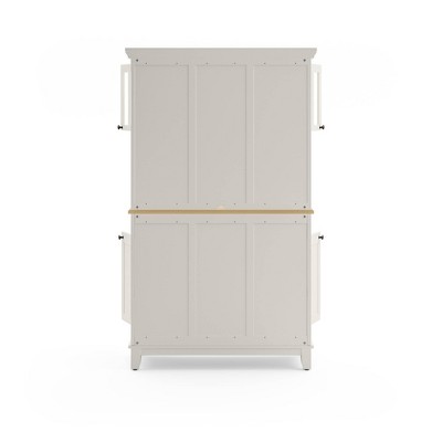 Off White China Cabinet with Natural Wood Top