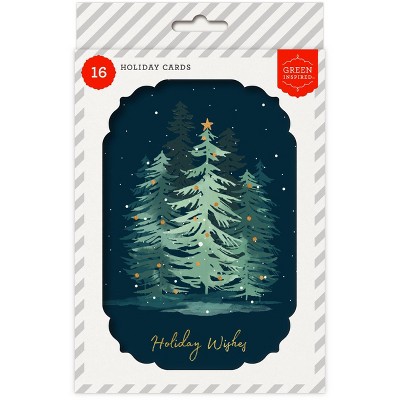 16ct Green Inspired Evening Forest Holiday Boxed Cards