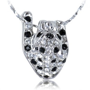 Anna-Kaci Women's Swarovski Crystal Elements Silver Tone Pendant Necklace with Unique Clover Design, Adjustable Chain, Adds Sparkle- Fish - 1 of 4