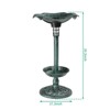 phiestina Outdoor Solar Lighted Pedestal Bird Bath Fountain Decoration with Planter and Feeder, Green - 2 of 4