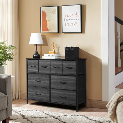 KTMBDW Dresser with 8 Drawers, Chest Clothing Organizer Unit, Large Storage Furniture for Bedroom, Hallway, Living Room, Nursery & Closet, Black