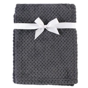 Hudson Baby Unisex Baby Plush Waffle Blanket, Charcoal, One Size - 1 of 2