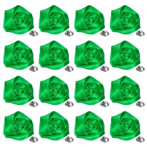 Unique Bargains Handmade Men Suits Formal Boutonnieres Wedding Corsage Lapel Pin Flower Brooch Butterfly Buckle 16 Pcs Dark Green - 1 of 4