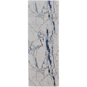 Indio Modern Abstract Ivory/Blue/Black Area Rug - 1 of 4