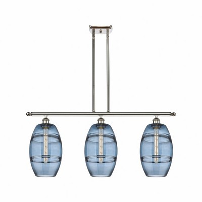 Vaz - 3 Light Stem Hung Island In Industrial Style-10.38 Inches Tall and 36 Inches Wide