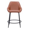 Zuo Modern – Vila Counter Stool Set of 2, 38.6" H Brown Faux Leather Steel Modern Design - 4 of 4