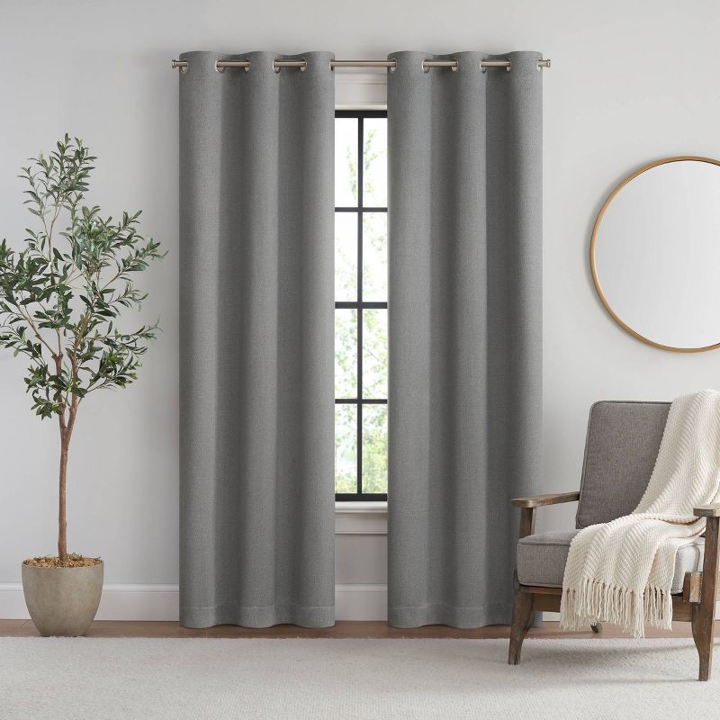 2pk Eclipse Twill Curtain Panels Gray, 1 of 6