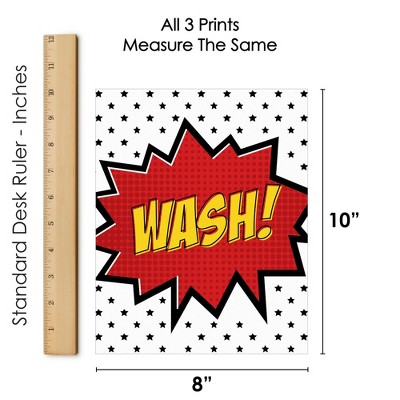 BAM! Superhero Comic Themed Bathroom Wall Art Set