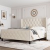 Sapphtopaz Modern Queen Bed Frame Velvet Upholstered Platform Bed with Wingback Headboard and Wood Slat Bedroom Furniture, No Box Spring Needed - 4 of 4