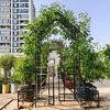 Dolonm Metal Garden Arch with Gate Climbing Plants Support Rose Arch Outdoor Black - 3 of 4