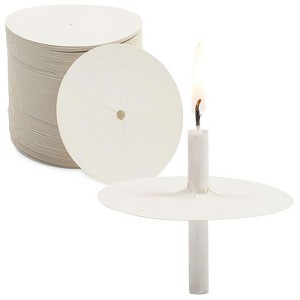 Juvale 200 Pack Candle Drip Protectors Paper Bobeches for Devotional Candlelight Vigil, White 3" - 1 of 4