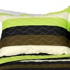 Slickblue 3 PC Handmade Full/Queen Quilt Set, Reversible Vermicelli Quilted, Horizontal Stripes, 37 Color Options - 2 of 4