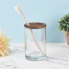 Cameo Toothbrush holder, Non-Slip Protective Silicone Feet, Heavy Duty Glass with faux Wood - 2 of 3