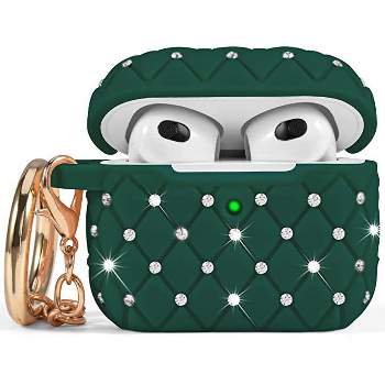 Worry Free Gadgets: Bling Case for Apple AirPods 3 Generation 3rd with Keychain Green