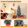 Potted Artificial Christmas Tree, Pre-Lit Holiday Xmas Tree with 78 Lights, Tabletop Snow Flocked Christmas Tree with Pine Cones, Sleigh-Shaped Base - 2 of 4