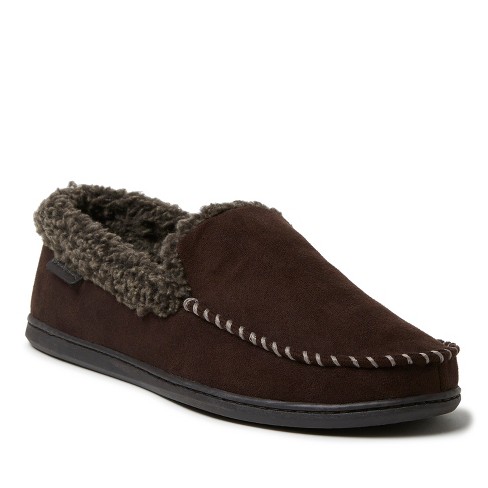 Dearfoams Men's Eli Microsuede Moccasin Slipper With Whipstitch ...