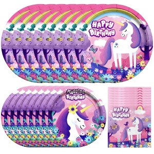 Treasures Gifted Unicorn Birthday Party Supplies Tableware Starter Set for 24 Guests - 1 of 1