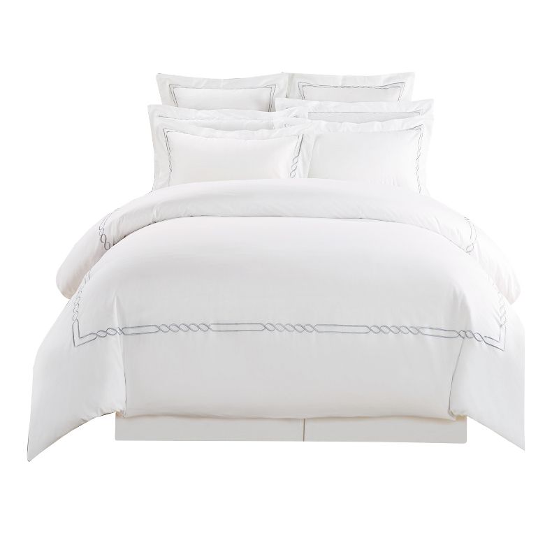 Modern Embroidered Infiniti Loop Cotton Duvet Cover and Pillow Sham Set - Blue Nile Mills, 3 of 4