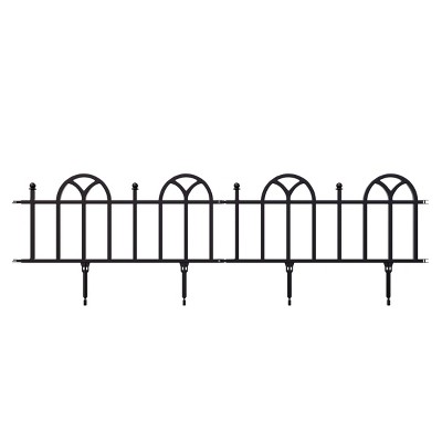 Nature Spring Victorian-Style Arch Garden Fence for Landscaping Edging - 24" x 15.5" per Panel, Pack of 4, Black