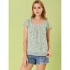 INSPIRE CHIC Women's Chiffon Ruffle Sleeve Square Neck Floral Print Blouse - 2 of 4