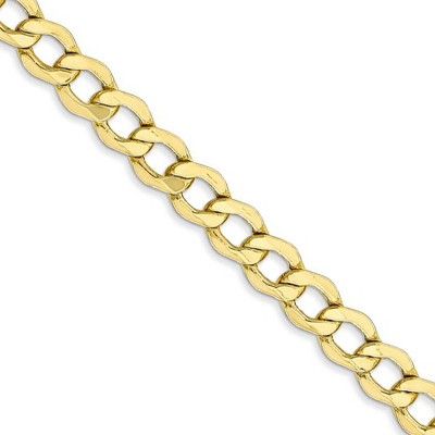 Black Bow Jewelry 5.25mm, 10k Yellow Gold Hollow Curb Link Chain Necklace