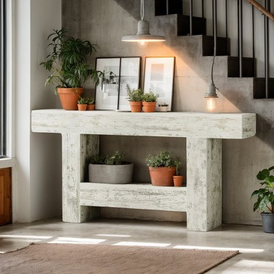 Hommoo Farmhouse Console Table With Storage Gray