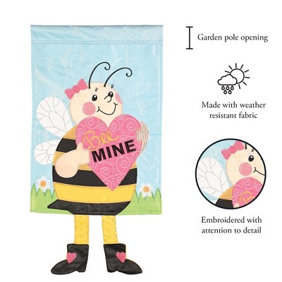 Bee Mine Valentine's Day Polyester Garden Flag with Dangling Legs