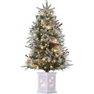 3 Ft Pre-Lit Christmas Tree, Christmas Tree with 78 Led Lights,Battery-Powered,Artificial Tree with Illuminated Base,Indoor/Outdoor Decor - 1 of 4
