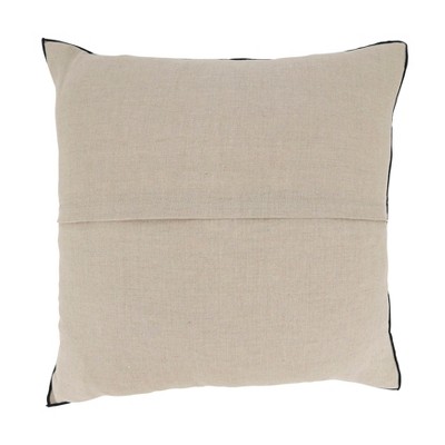 20'' Black and Natural Linen Duck Feather Throw Pillow
