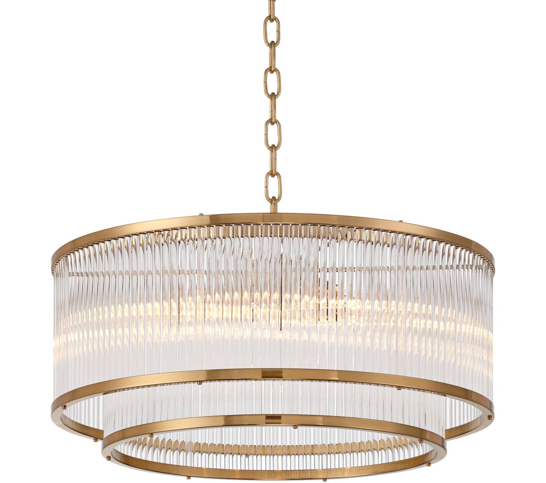 Possini Euro Design Warren 20" Modern Pendant Ceiling Light Fixture Dining Room Over Table Kitchen Island Drum 6-Light Golden Bronze Finish Glass