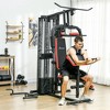 Soozier Multi Home Gym Equipment with Sit up Bench, Push up Stand, Dip Station, 143lbs Weight Stack - 3 of 4