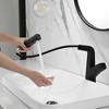 Munora Black Modern Single Hole Bathroom Sink Faucet, Dual Function Pull-Out Spray Faucet, Solid Brass Construction - 4 of 4