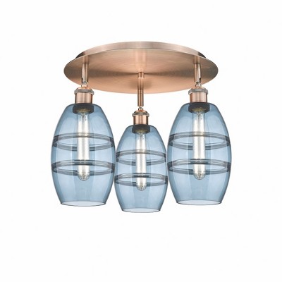 Vaz - 3 Light Flush Mount In Industrial Style-9.13 Inches Tall and 17.63 Inches Wide