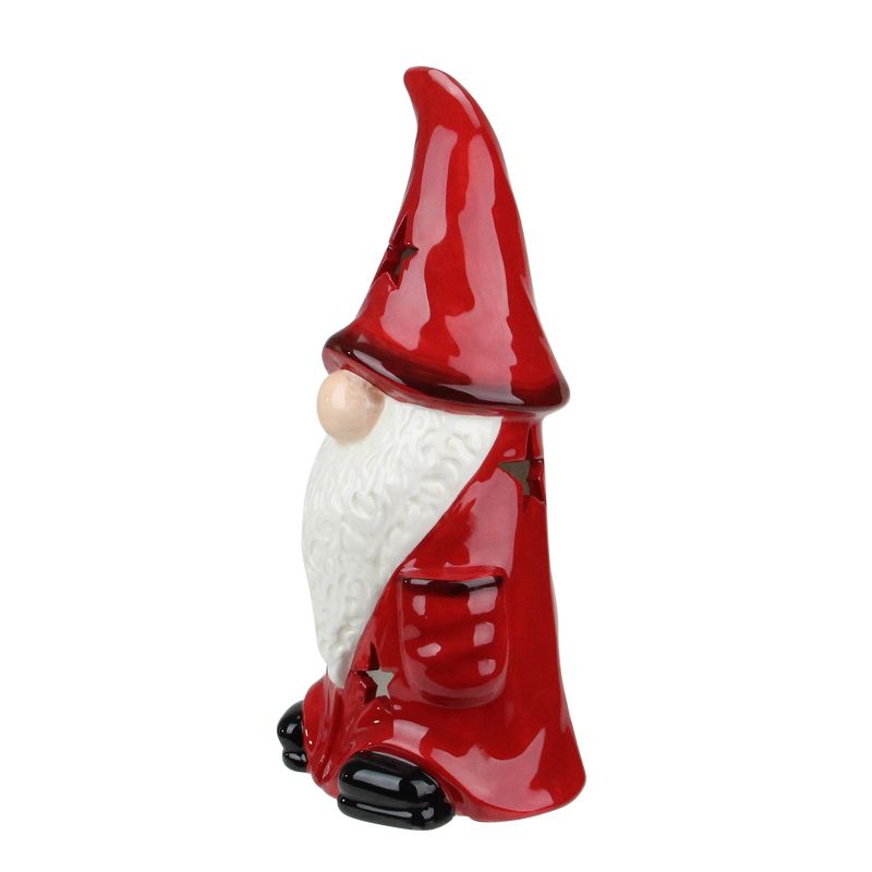 Northlight 9.75 Red Ceramic Christmas Star Gnome Tealight Candle Holder, 2 of 3