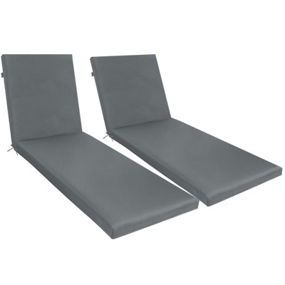 VisioGear 2PCS Set Outdoor Lounge Chair Cushion, Replacement Patio Funiture Seat Cushion, Chaise Lounge Cushion, Grey, 74.8"*23.62"*3"