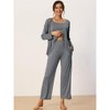 cheibear Women's 3 Pcs Modal Knit Soft Long Sleeve Cardigan Cami and Pants Pajama Set - 2 of 4