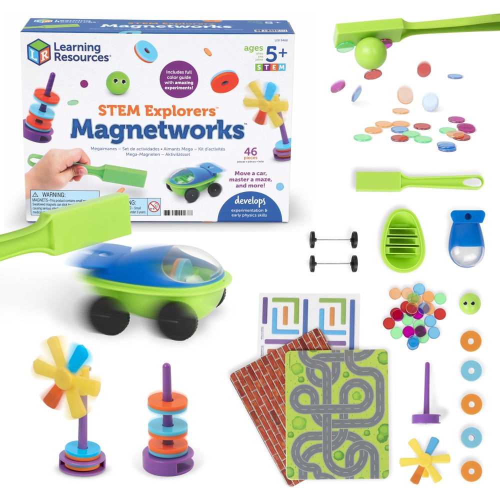 Learning Resources STEM Explorers Magnetworks Toddler Toys - Magnetic Tiles Blocks 46 Piece