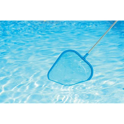 Blue Polypropylene Pool Leaf Skimmer with 4-Foot Aluminum Pole