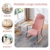 Adjustable Headrest Pillow Rocking Chair, Teddy Fabric Upholstered Glider Rocker with High Backrest - 4 of 4