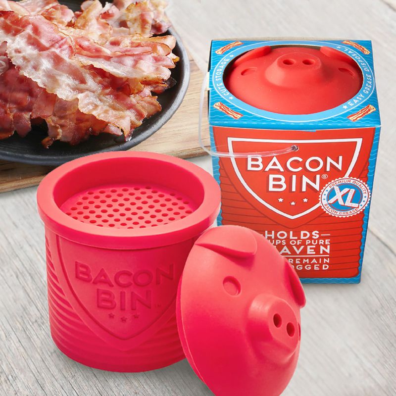 Talisman Designs Silicone Bacon Bin XL Grease Container, 2 cup, Set of 1, Red, 2 of 4