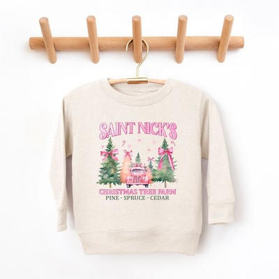 The Juniper Shop Coquette St. Nick's Tree Farm Youth Ultra-Soft Graphic Sweatshirt - M - Natural